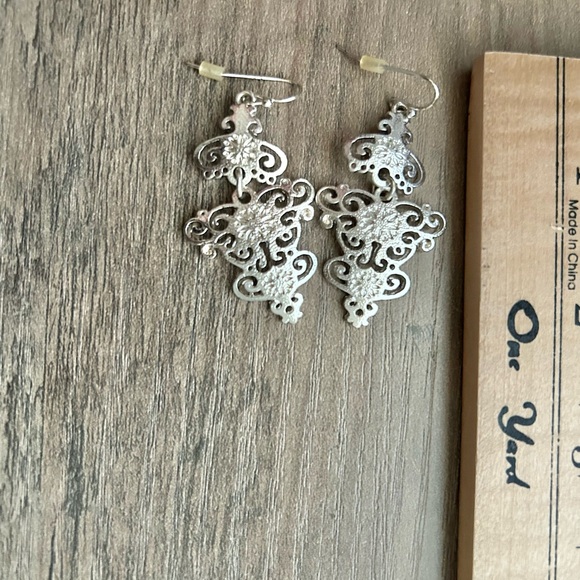 Boho Statement Earring Bundle of 3 - Silver & Bronze Filigree Lot - Picture 5 of 15